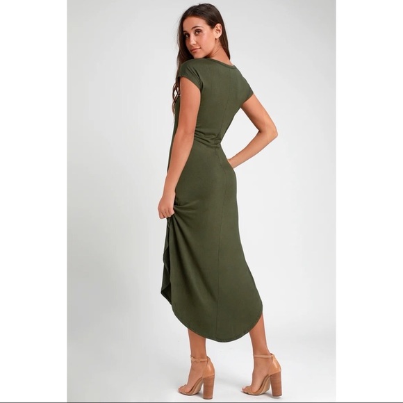 Lulu’s Anaya Olive Green Midi Dress - Picture 4 of 9